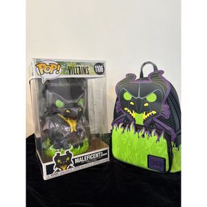 Disney Maleficent Dragon Glow Backpack & Funko 10” Jumbo Dragon Bundle NWT